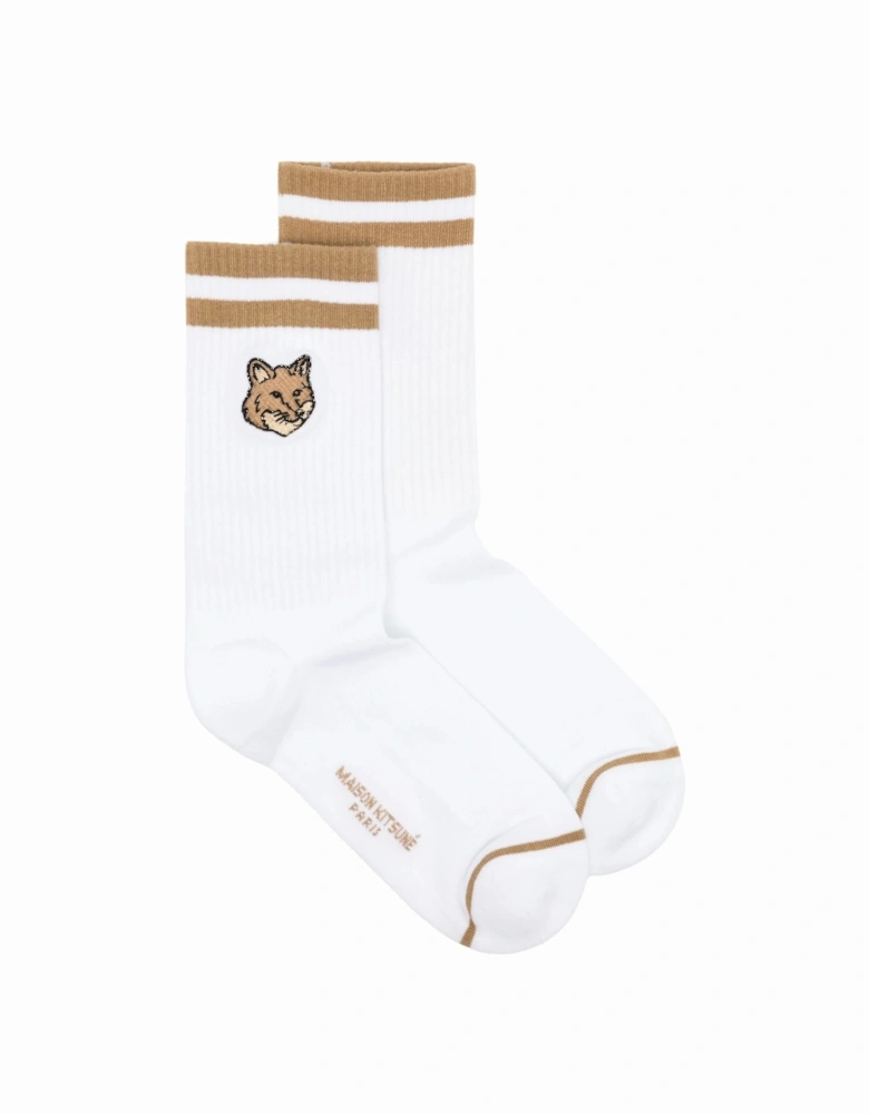 Bold Fox Head Sporty Socks Beige