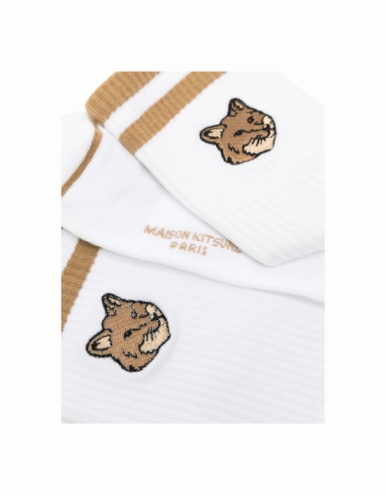 Bold Fox Head Sporty Socks Beige