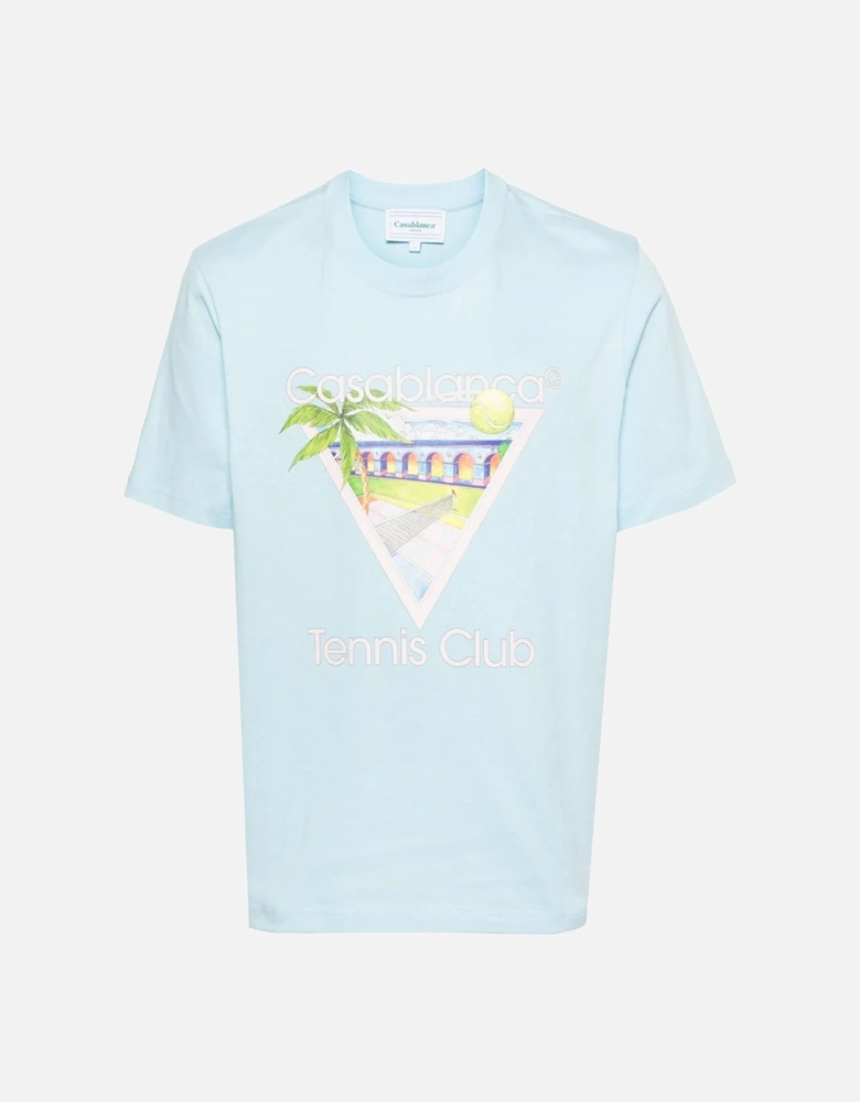 Tennis Club Printed T-Shirt in Pale Blue