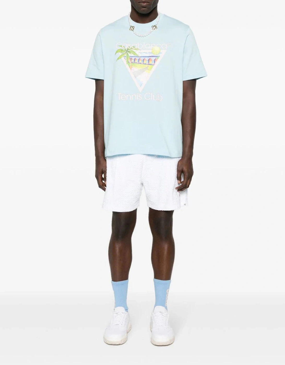 Tennis Club Printed T-Shirt in Pale Blue