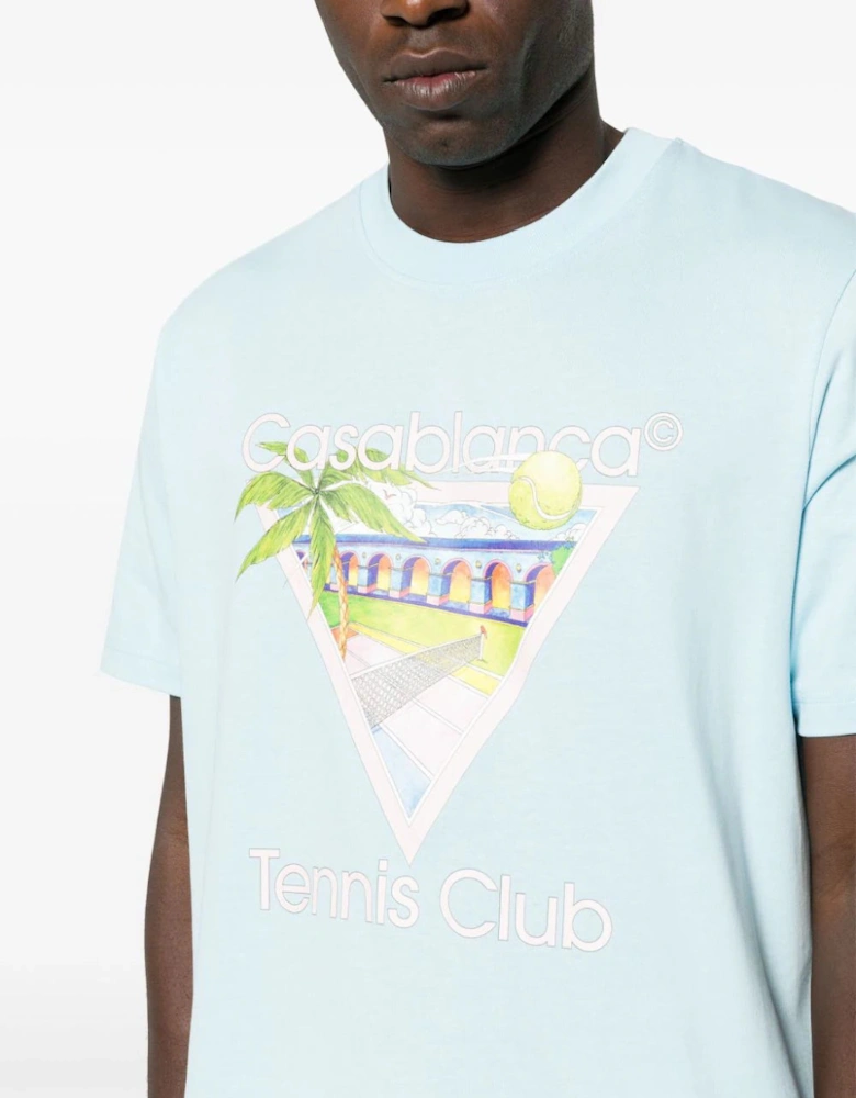 Tennis Club Printed T-Shirt in Pale Blue