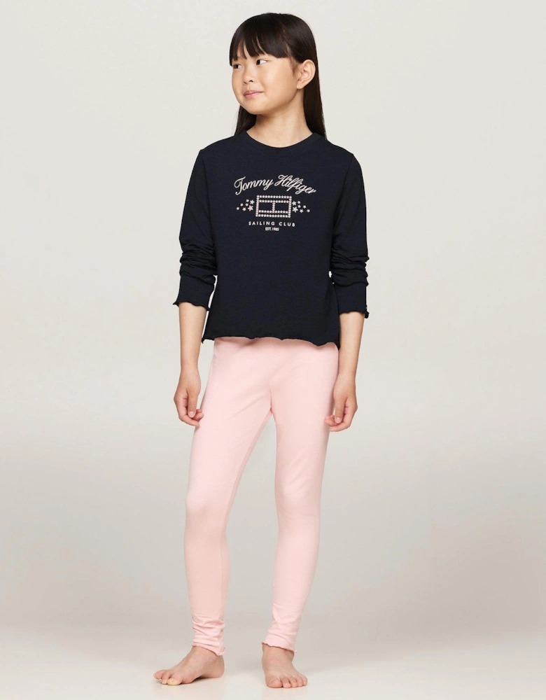 Girls Long Sleeve Pyjama Legging Set - Multi