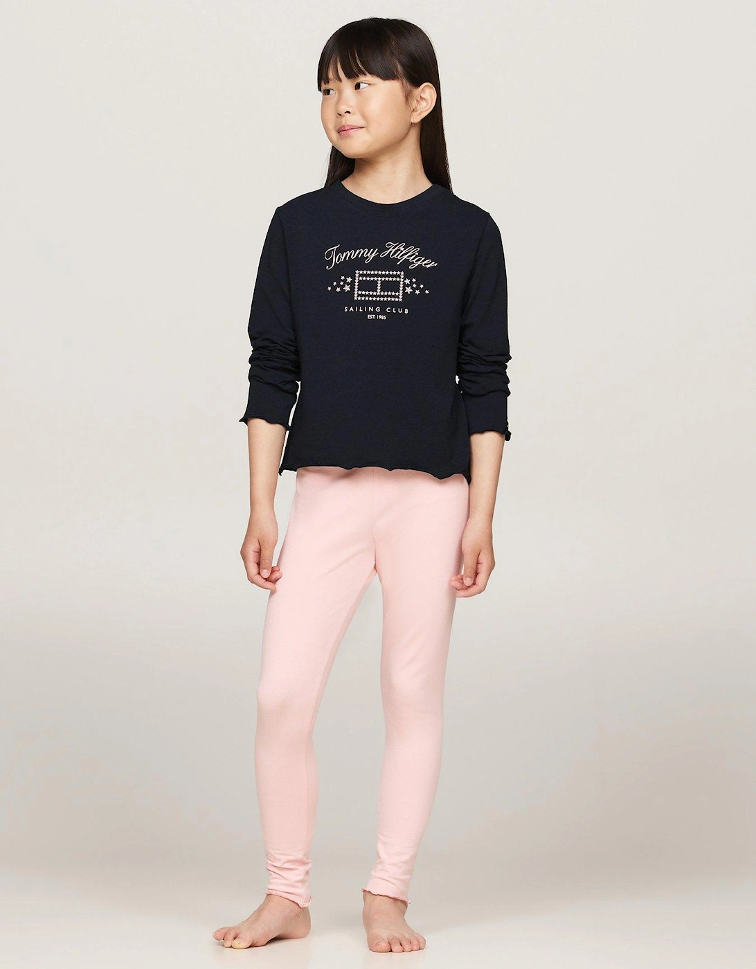 Girls Long Sleeve Pyjama Legging Set - Multi, 6 of 5