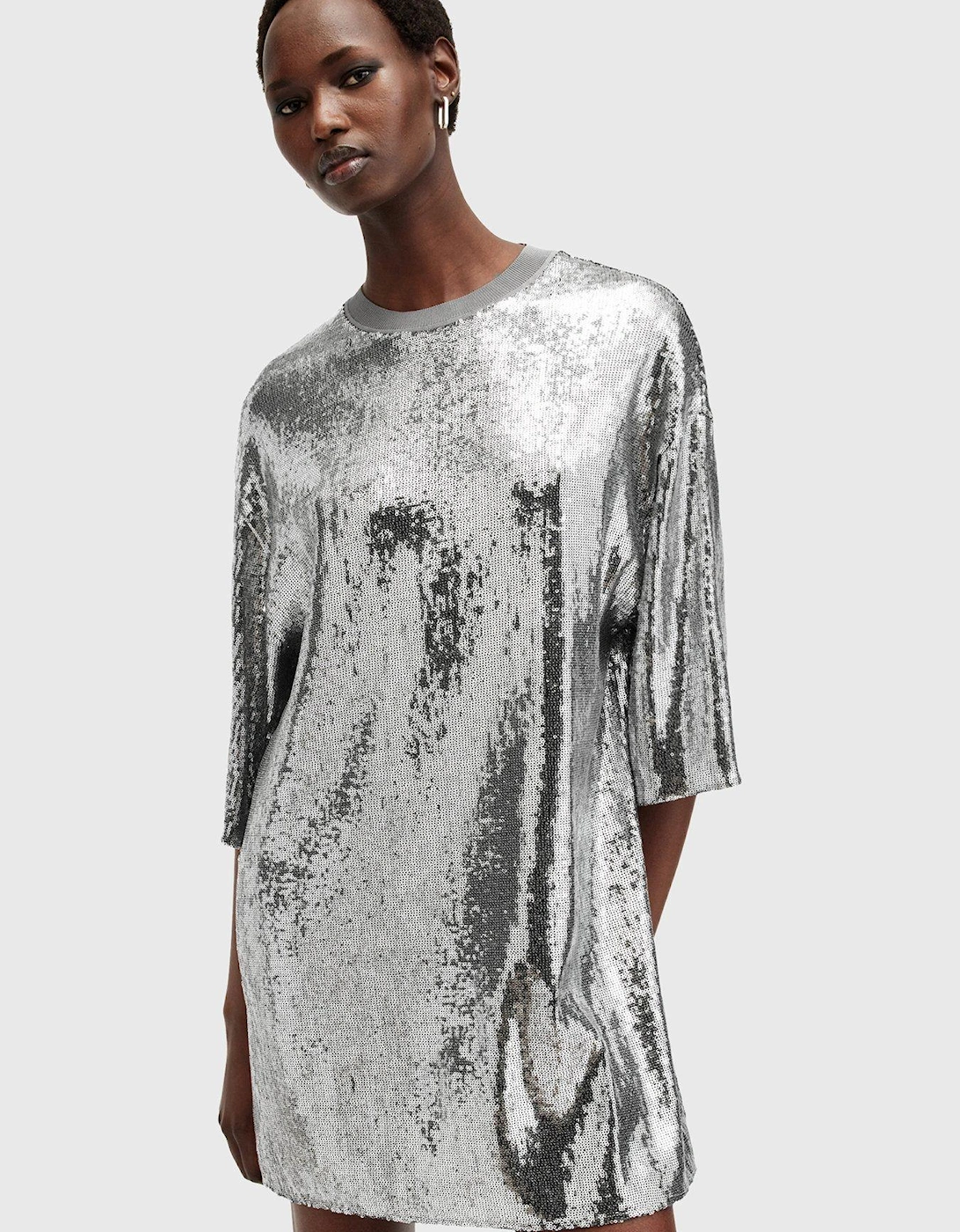 Opal Sequin Logo Dress - Silver, 6 of 5