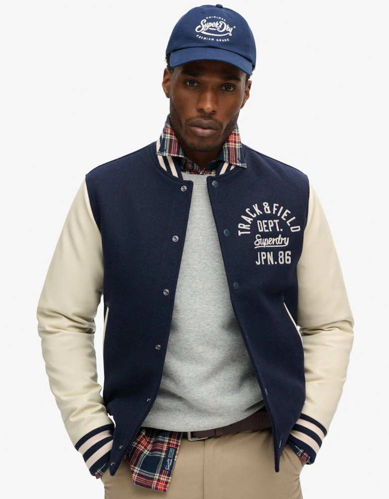 Varsity Chain Stitch Jacket - Navy