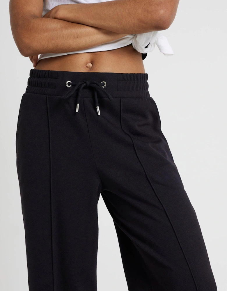 Wide Leg Side Pipping Jogger - Black