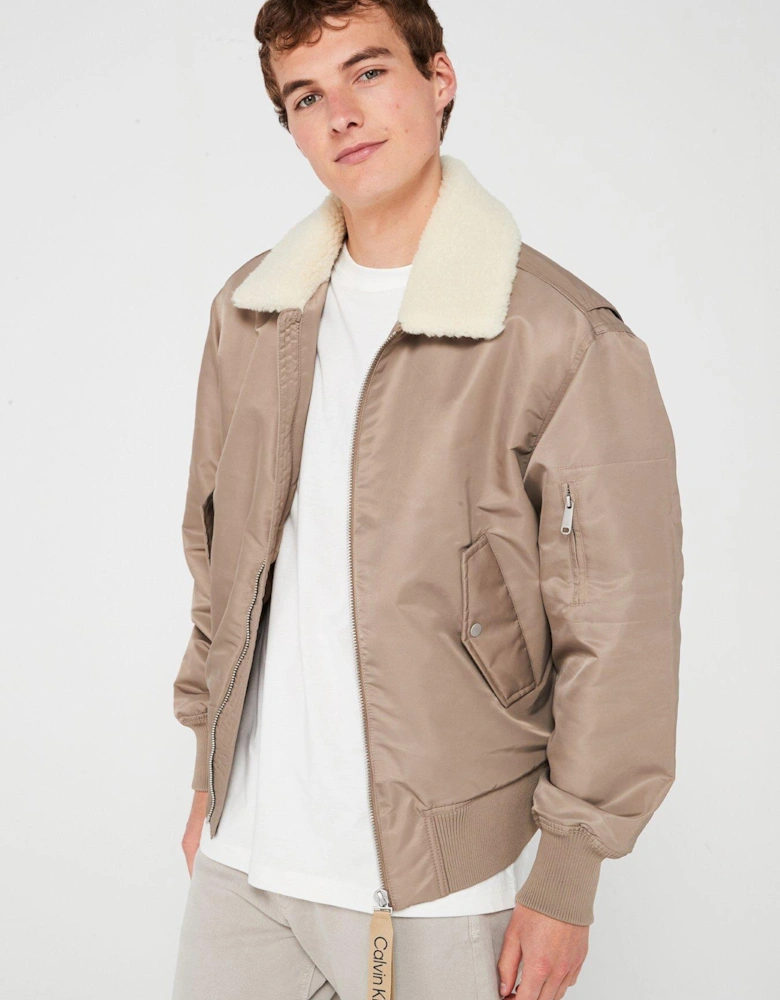 Aviator Sherpa Bomber Jacket - Natural