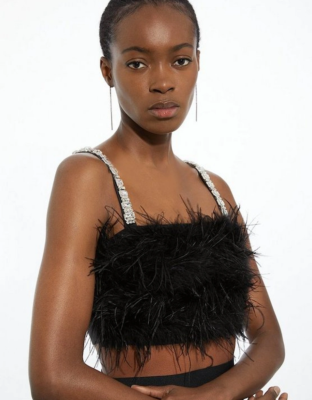 Figure Form Bandage Feather Detail Knit Top, 5 of 4
