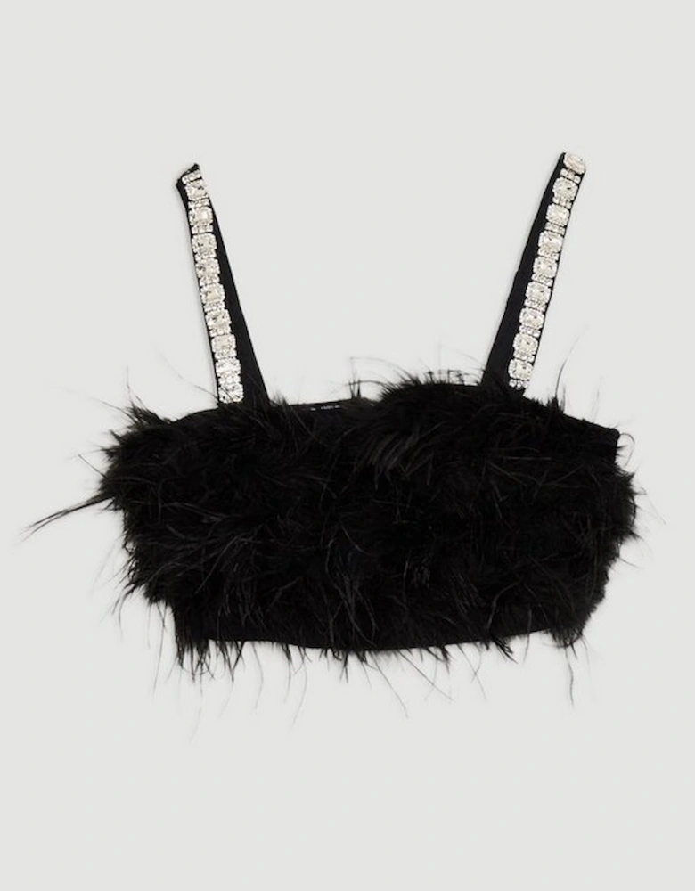 Figure Form Bandage Feather Detail Knit Top