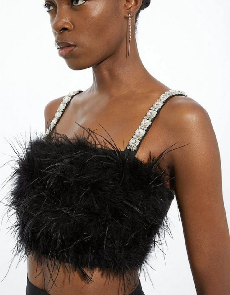 Figure Form Bandage Feather Detail Knit Top