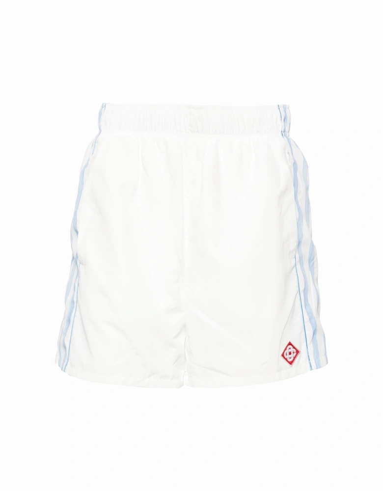 Wavy Striped Swim Shorts in White