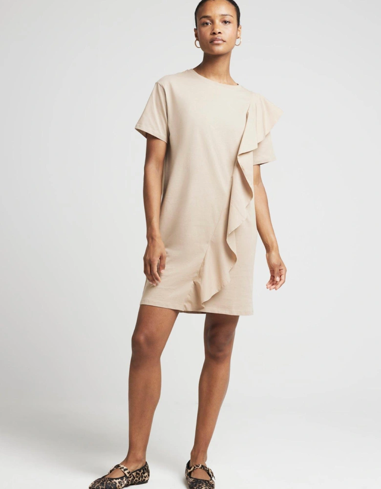 Hybrid Frill Mini Dress - Beige