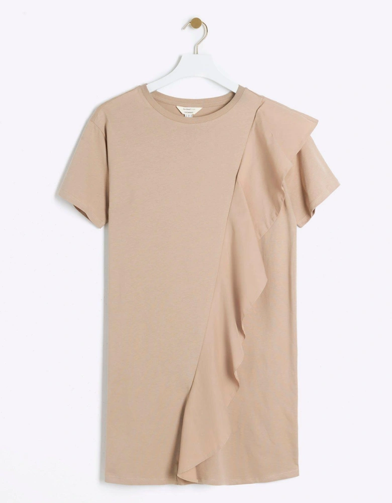 Hybrid Frill Mini Dress - Beige