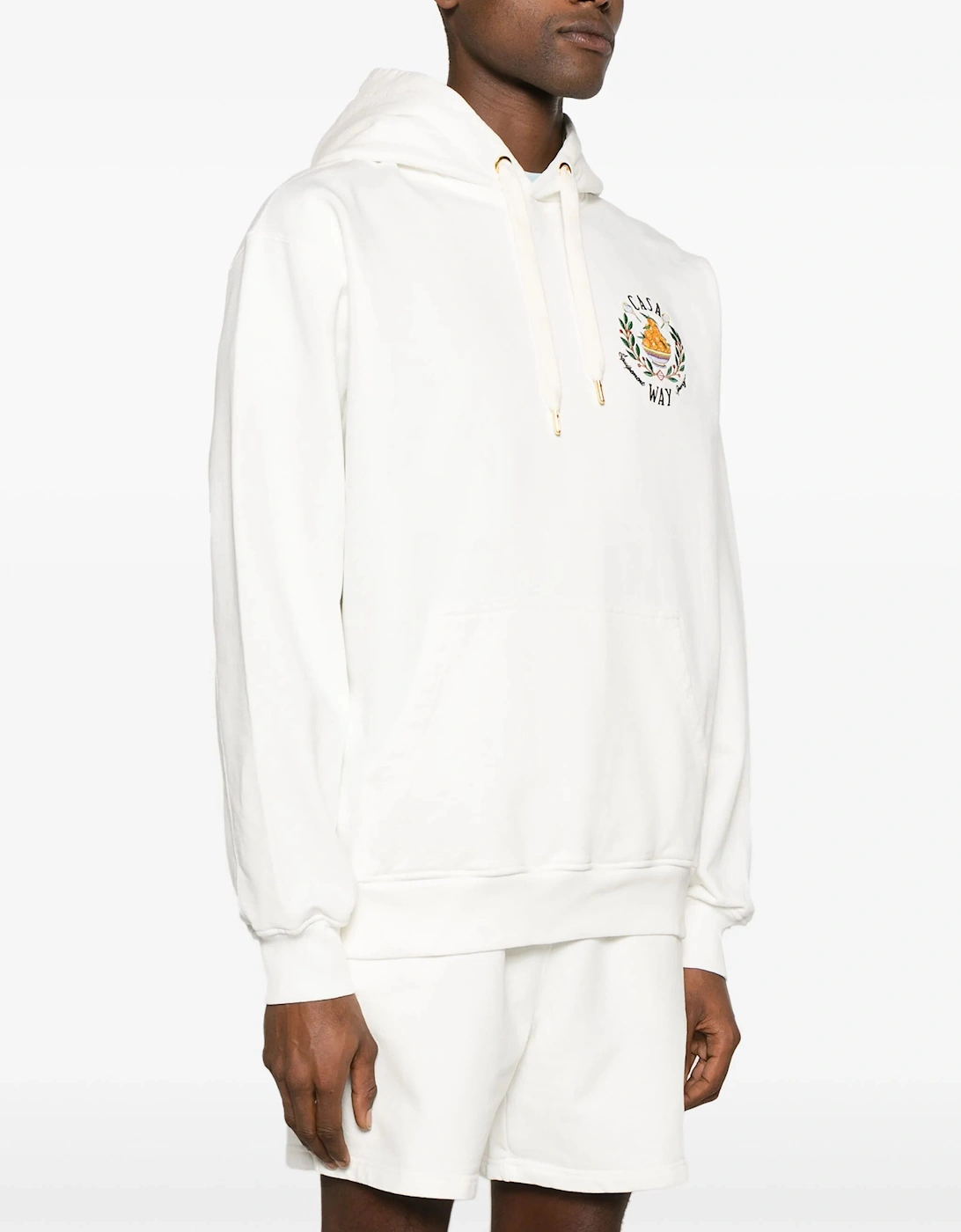 Casa Way Bowl of Oranges Embroidered Hoodie in White