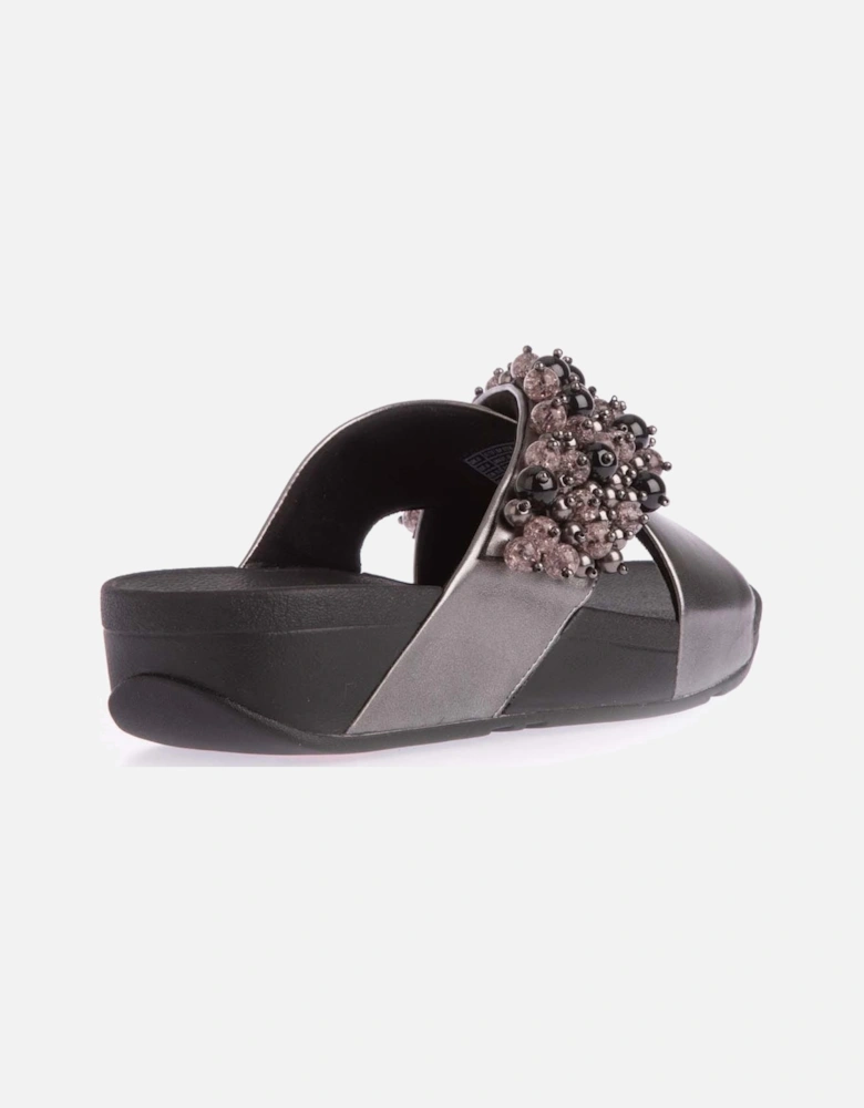 Lulu Bauble-Bead Cross Slide Sandals