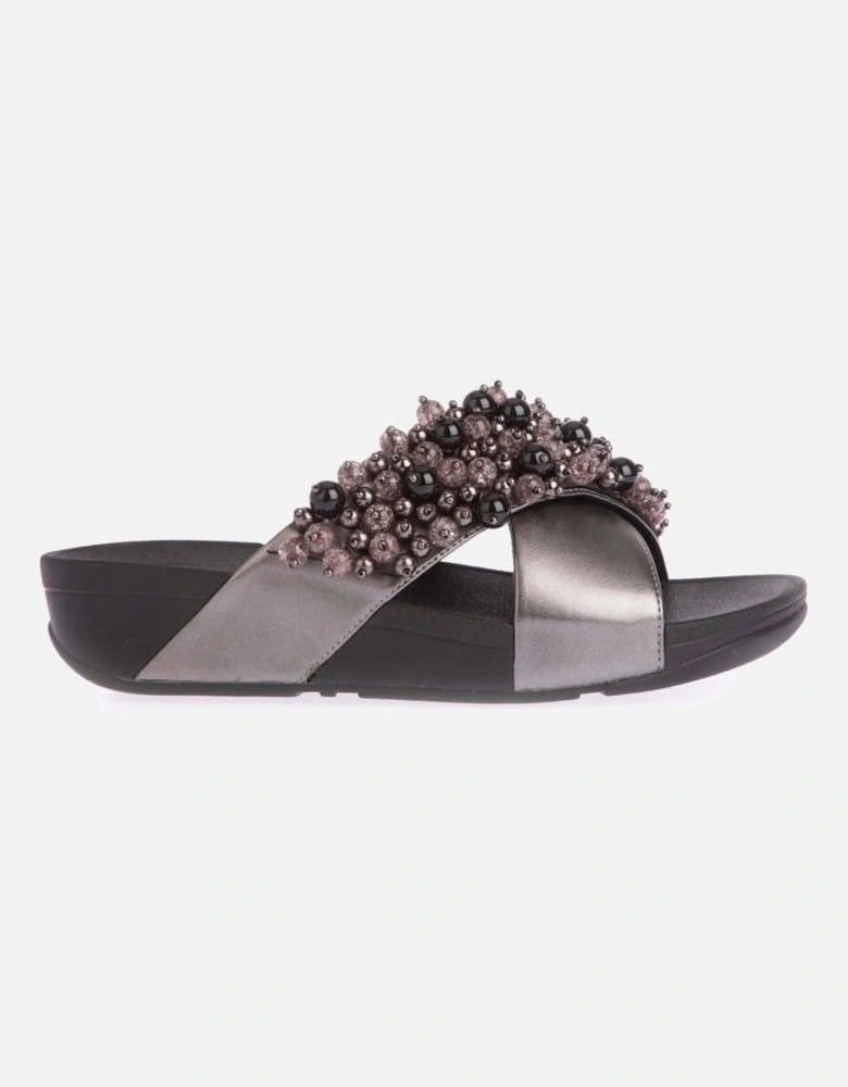 Lulu Bauble-Bead Cross Slide Sandals