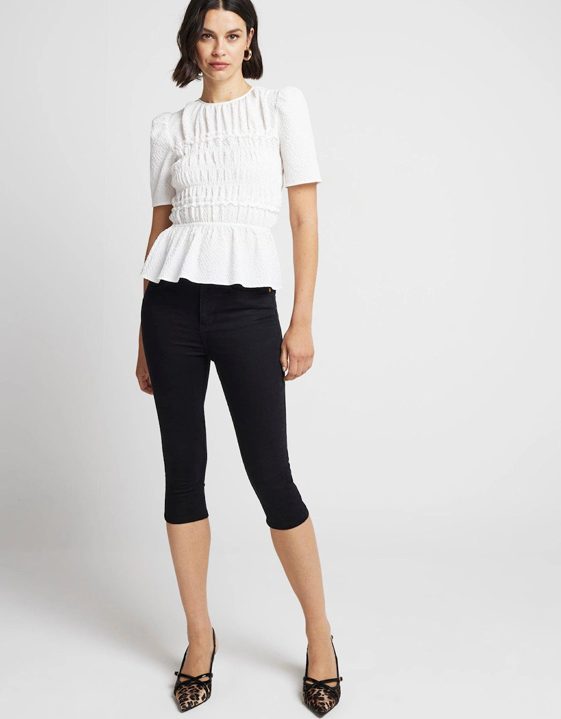 Shirred Textured Top - Cream