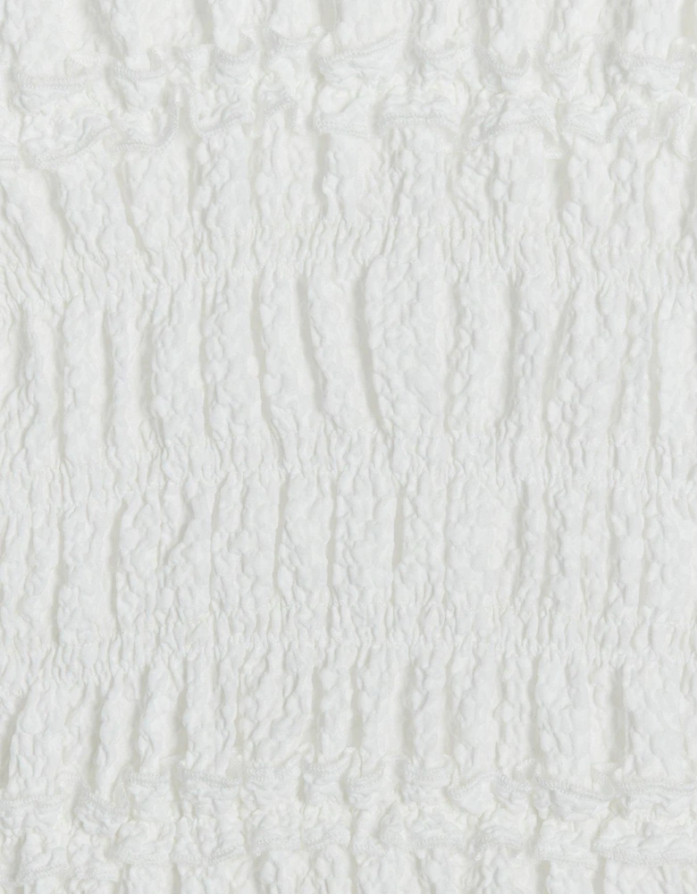 Shirred Textured Top - Cream