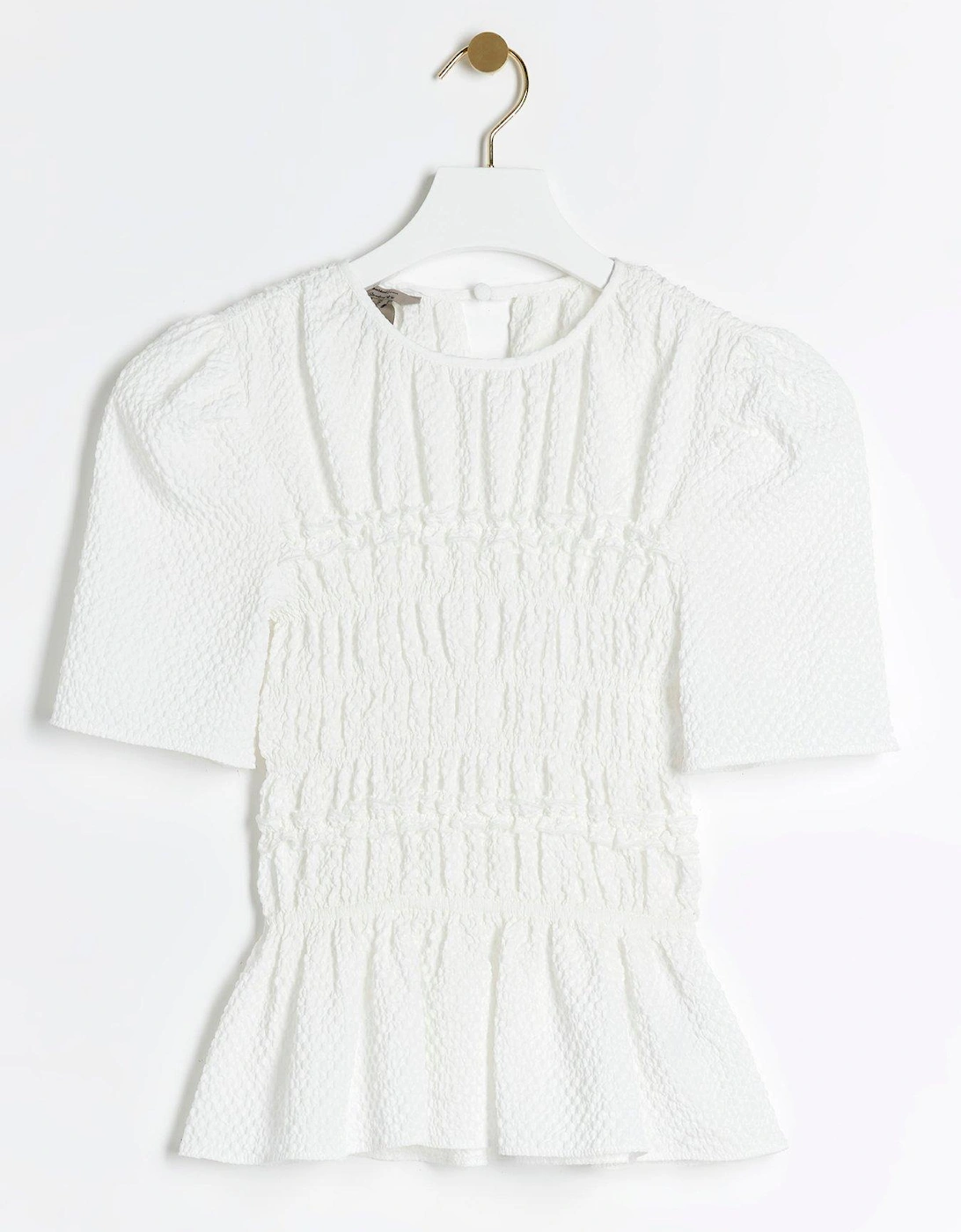 Shirred Textured Top - Cream