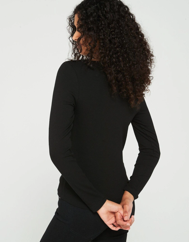 Slim Long Sleeve Top - Black