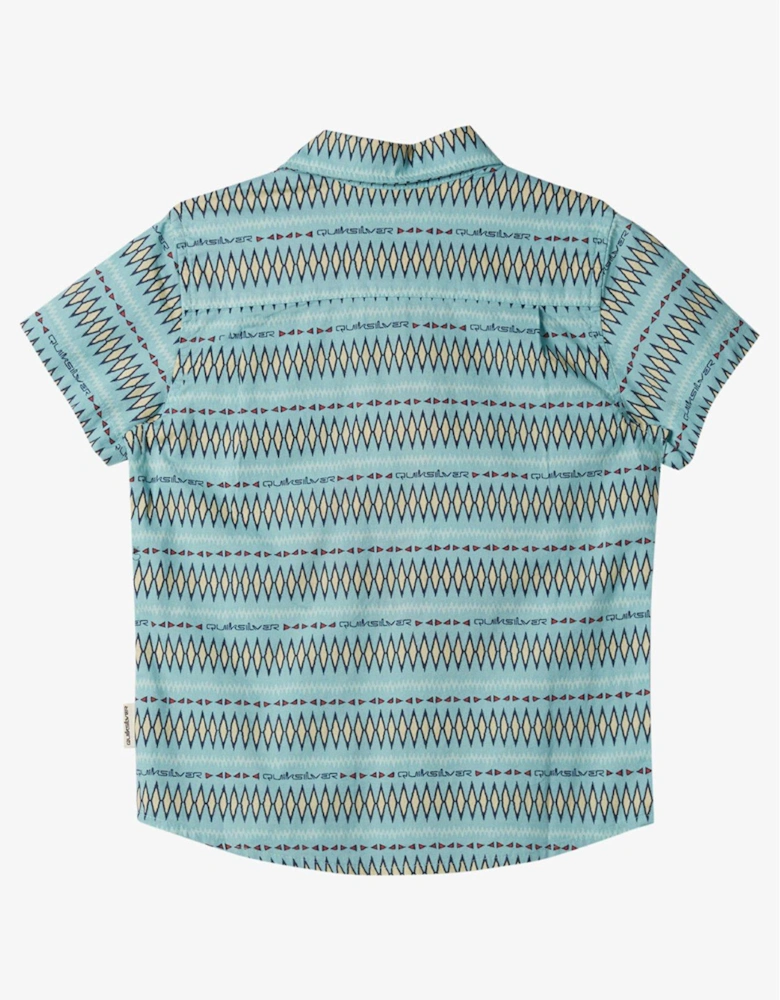 Boys Vibrations Short Sleeve Shirt - Blue Print