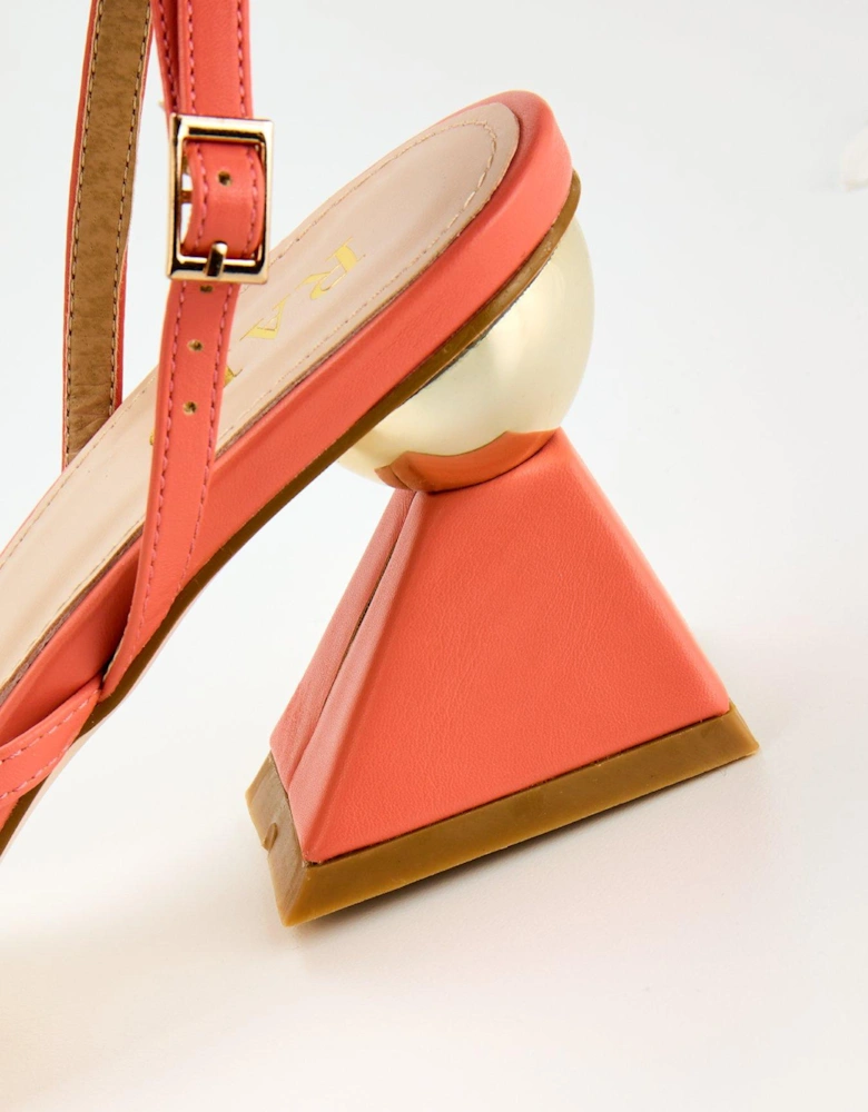 Runika Heel Detail Sandal - Coral