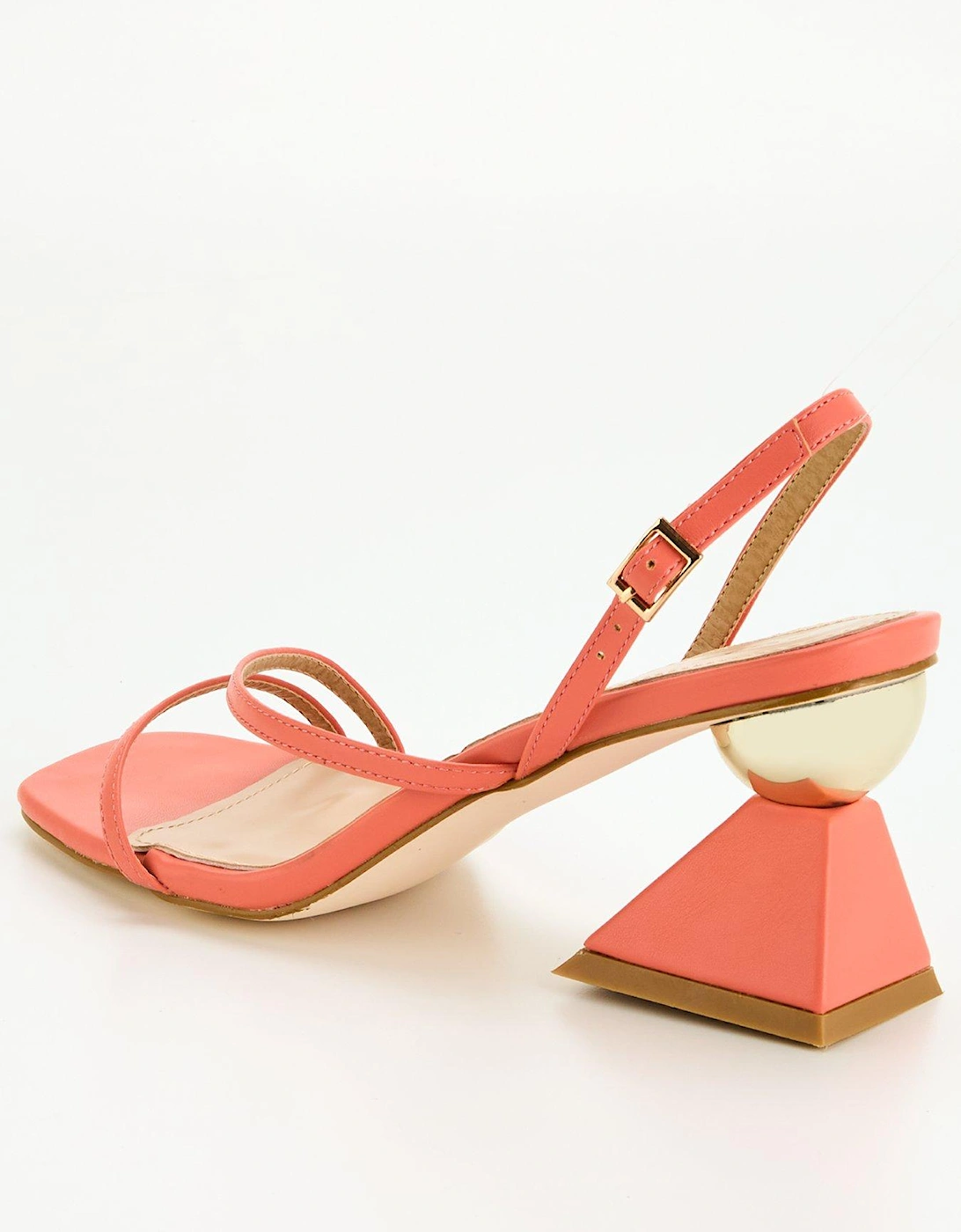 Runika Heel Detail Sandal - Coral