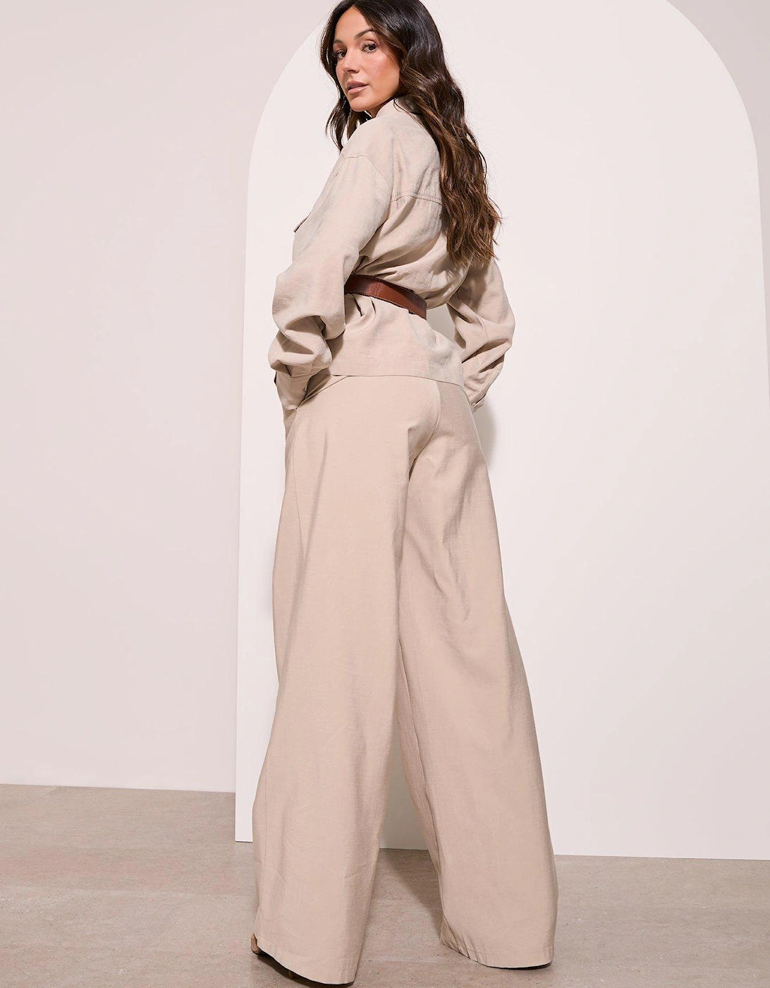 Wide Leg Trousers - Light Beige