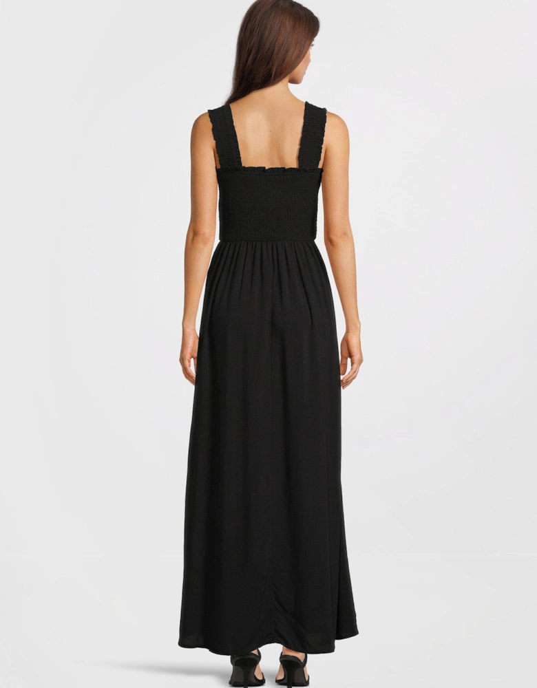 Ruched Maxi Dress - Black