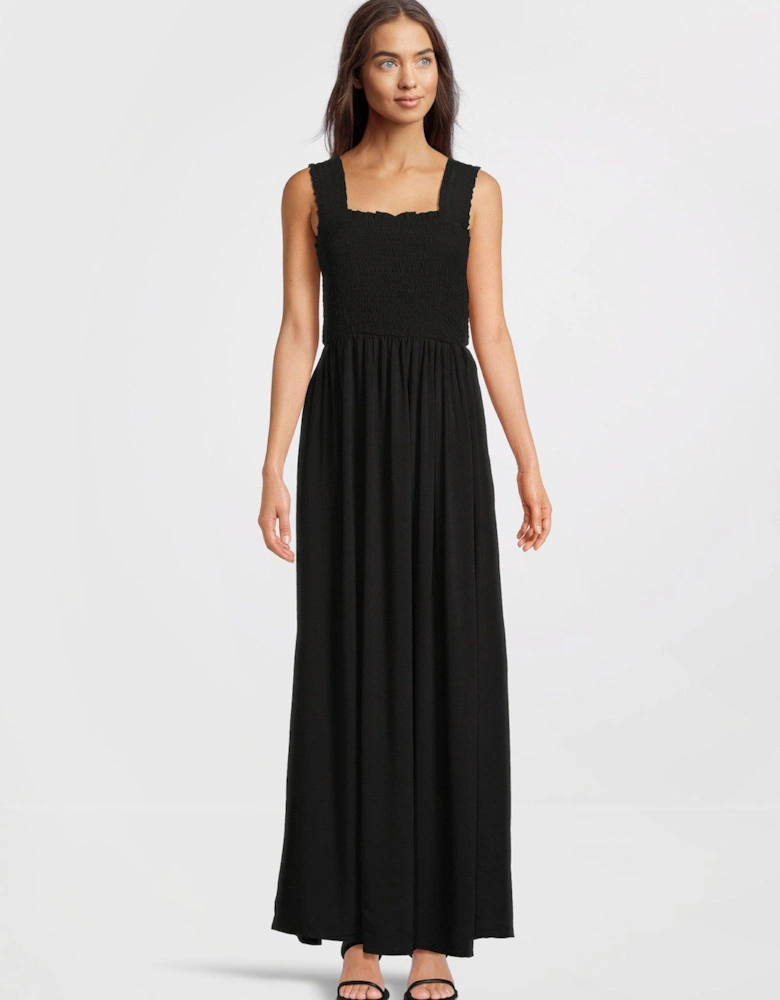 Ruched Maxi Dress - Black
