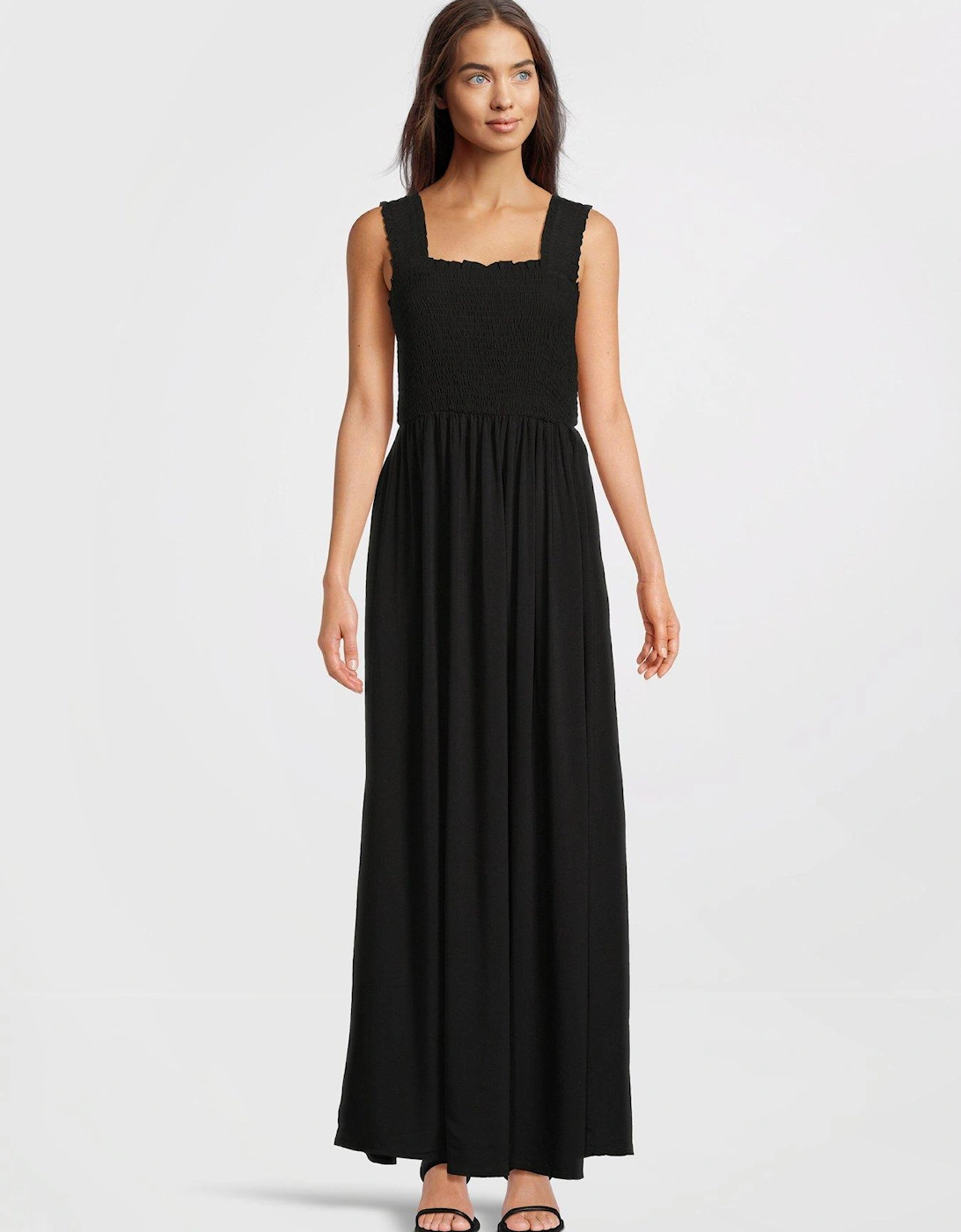 Ruched Maxi Dress - Black