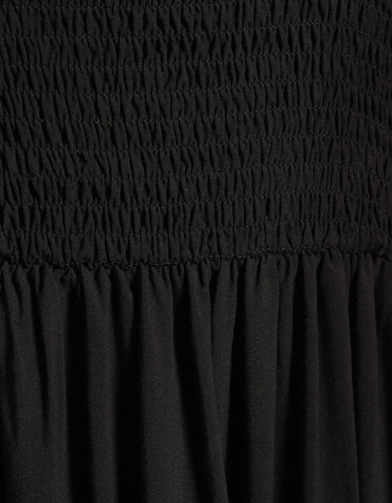 Ruched Maxi Dress - Black
