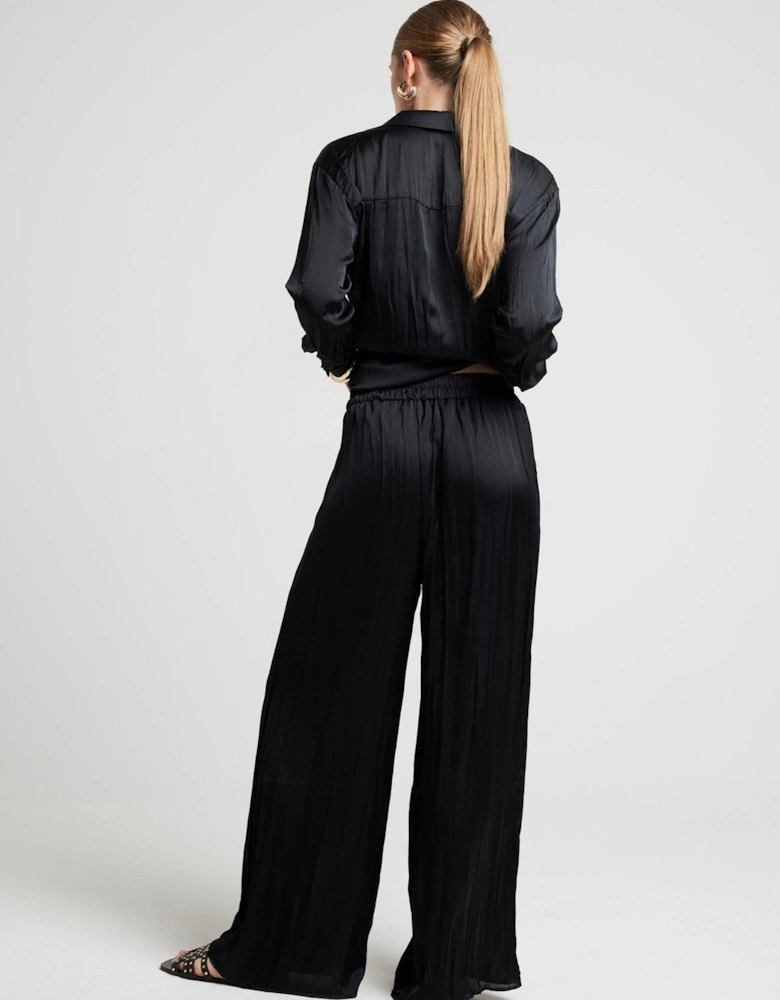 Crinkle Elasticated Trousers - Black