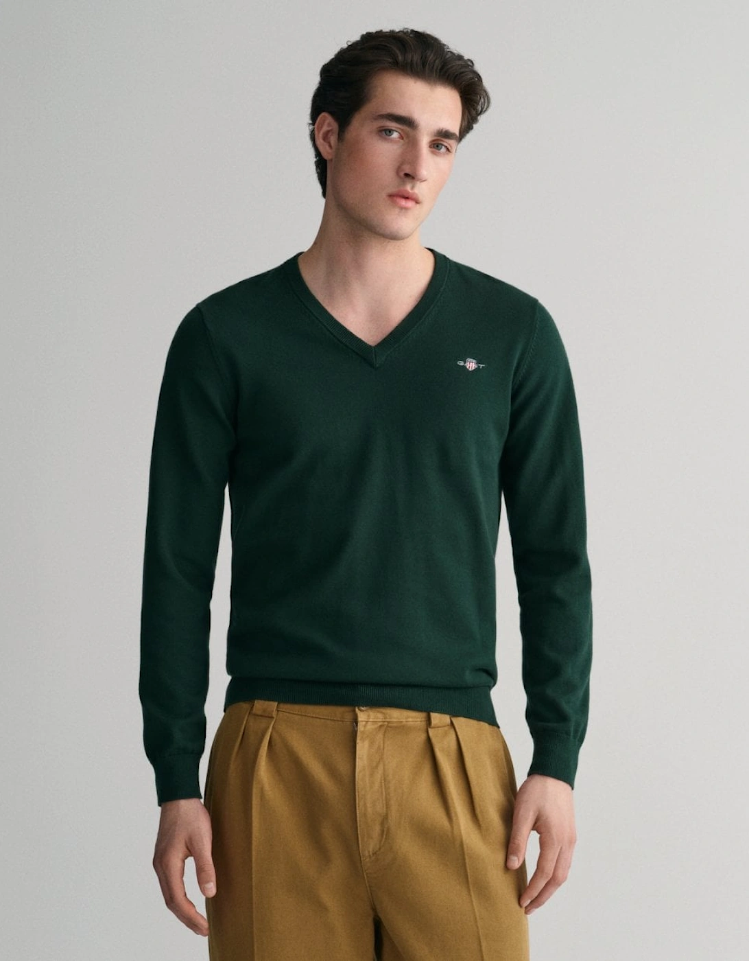 Mens Classic Cotton V-Neck Jumper