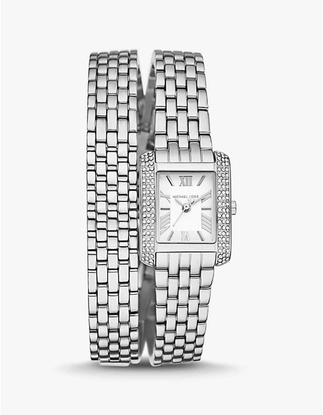 Petite Emery Pavé Silver-Tone Double Wrap Watch, 2 of 1