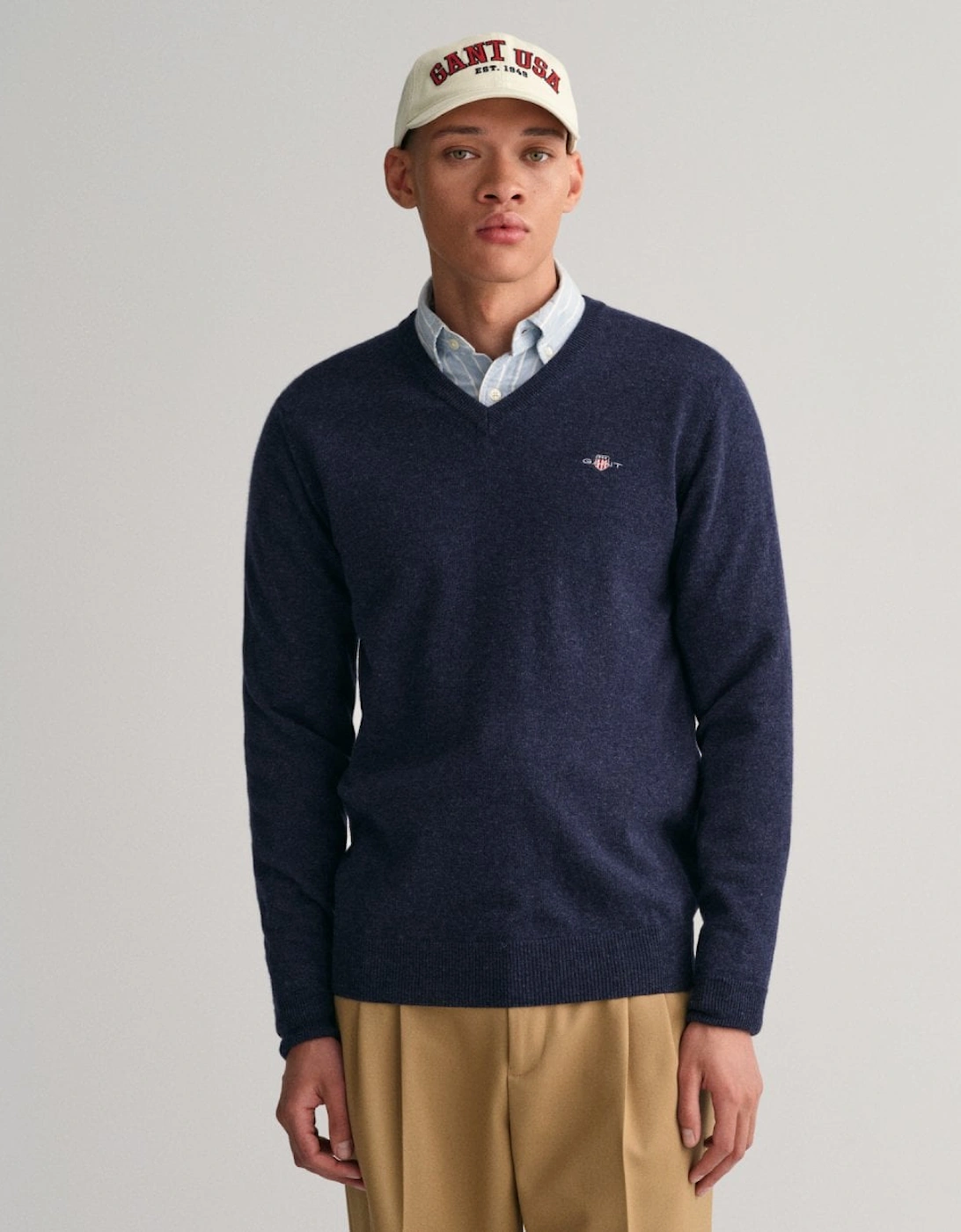 Mens Superfine Lambswool V-Neck Jumper, 5 of 4