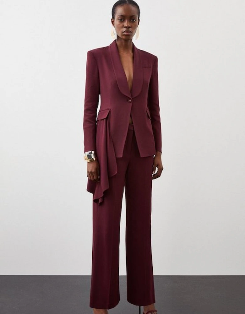 Polished Viscose Wide Leg Tailored Trouser