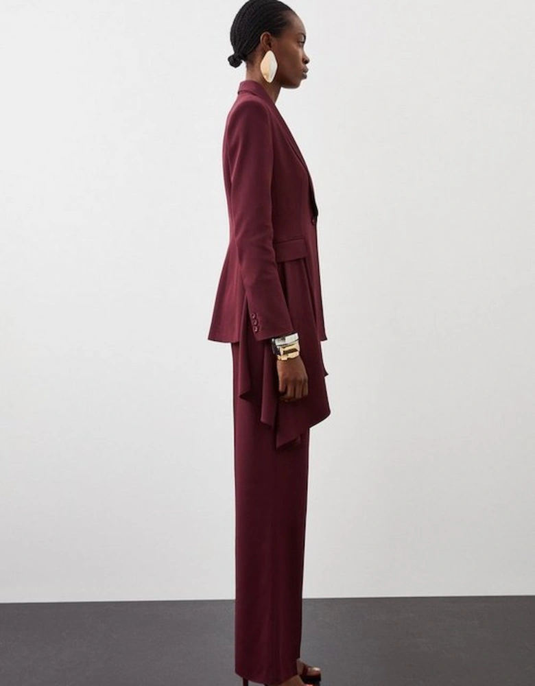 Polished Viscose Wide Leg Tailored Trouser