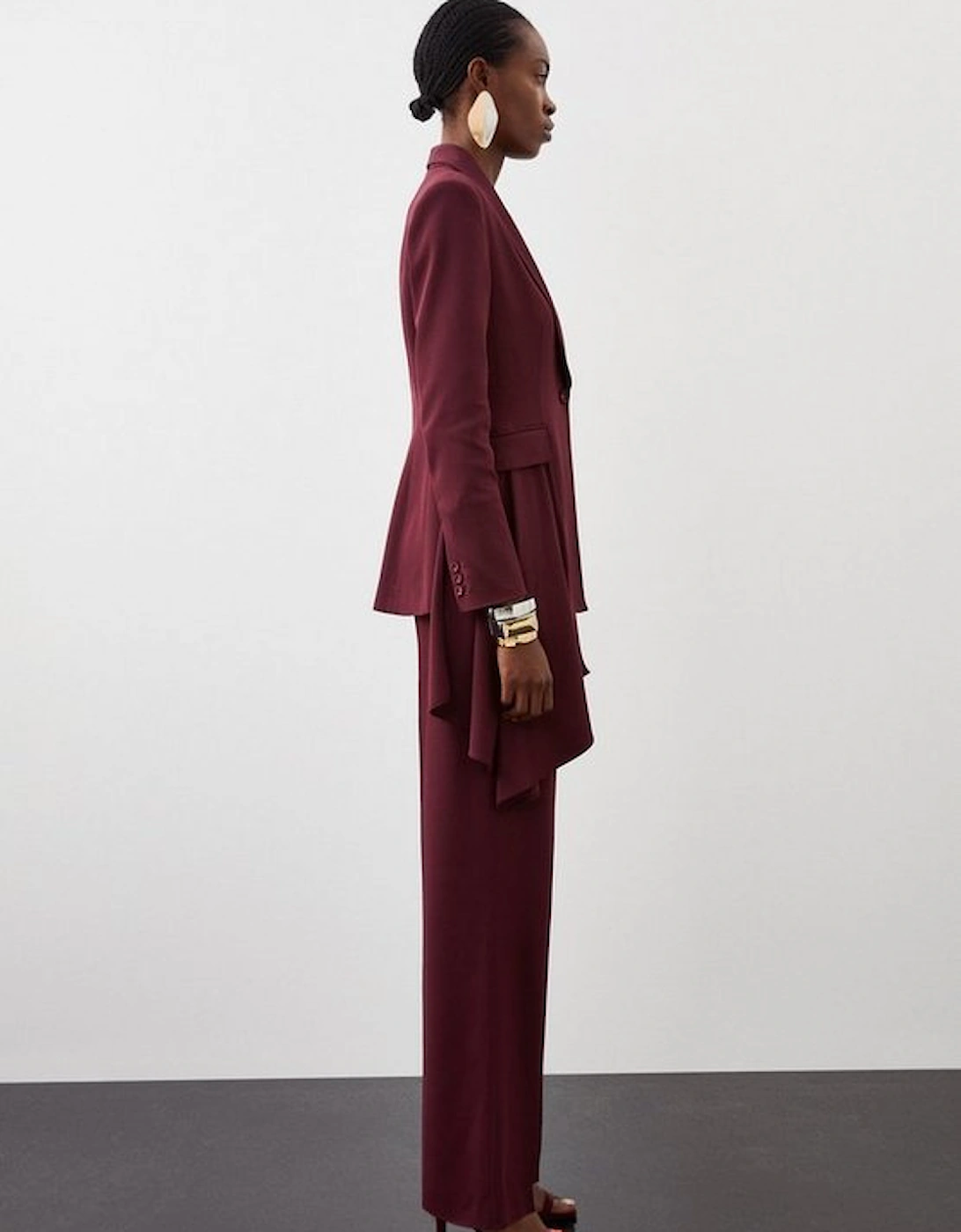 Polished Viscose Wide Leg Tailored Trouser