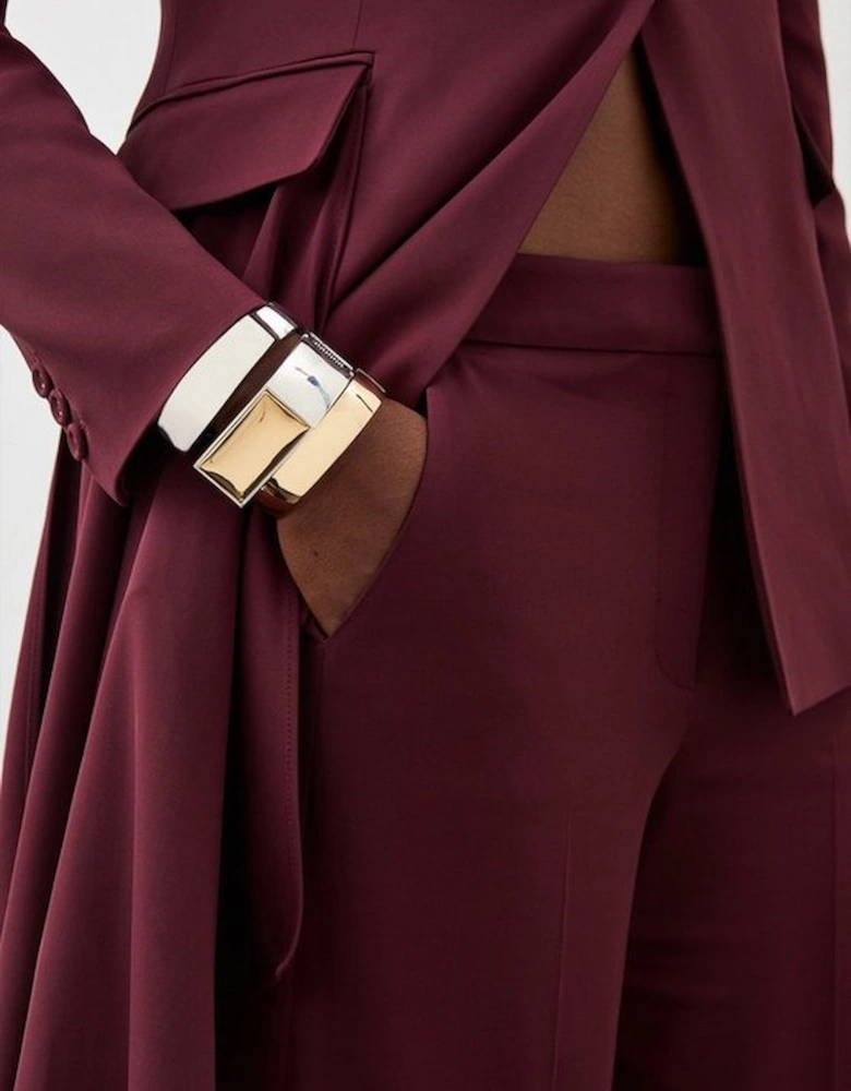 Polished Viscose Wide Leg Tailored Trouser