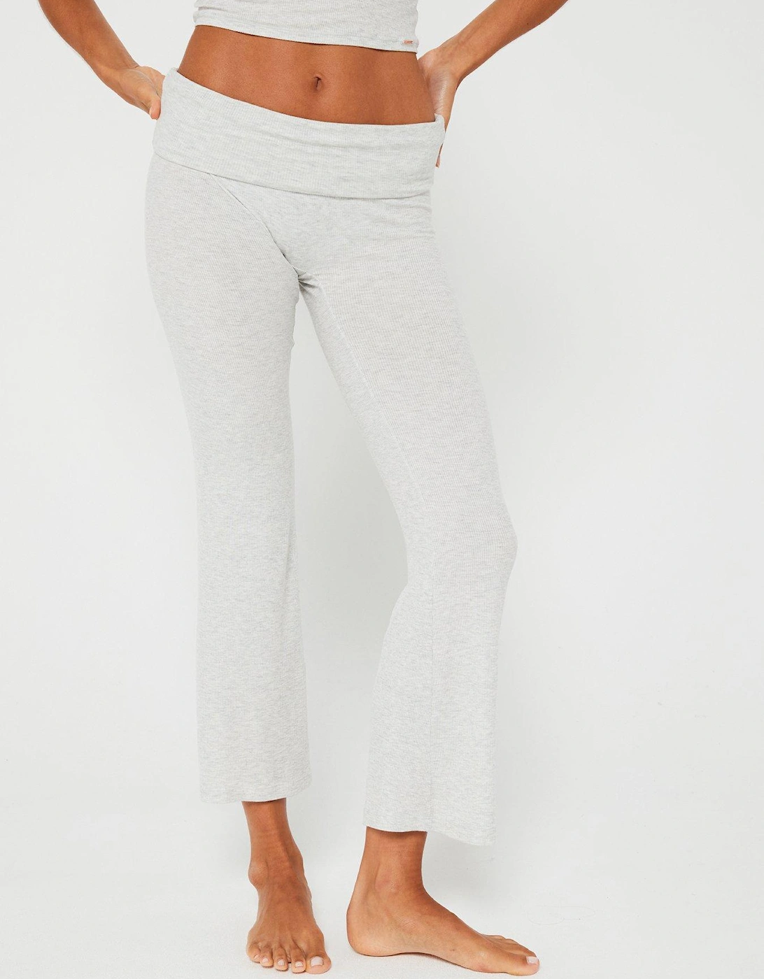 Ari Ribbed Modal Foldover Waist Pants - Grey, 6 of 5