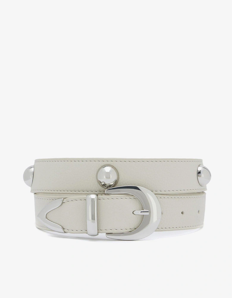 White Statement Leather Belt