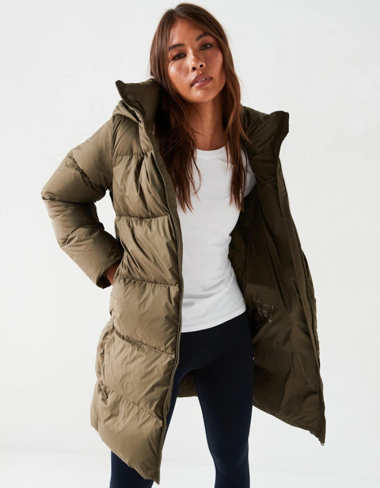 Down Mid-length Padded Jacket - Green