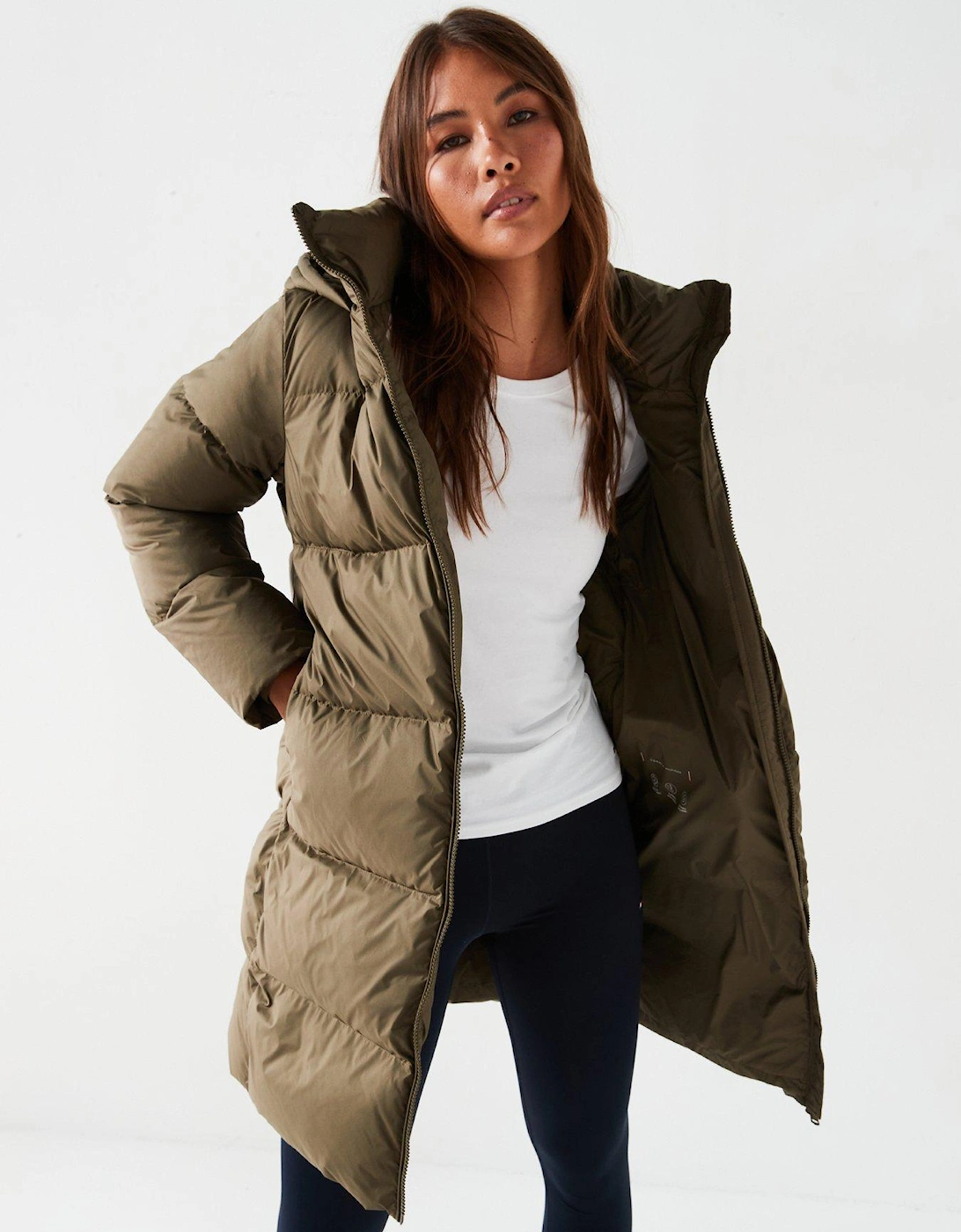 Down Mid-length Padded Jacket - Green, 7 of 6