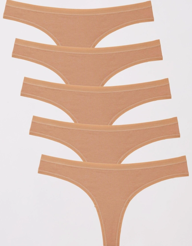 5pk Plain Cotton Thongs