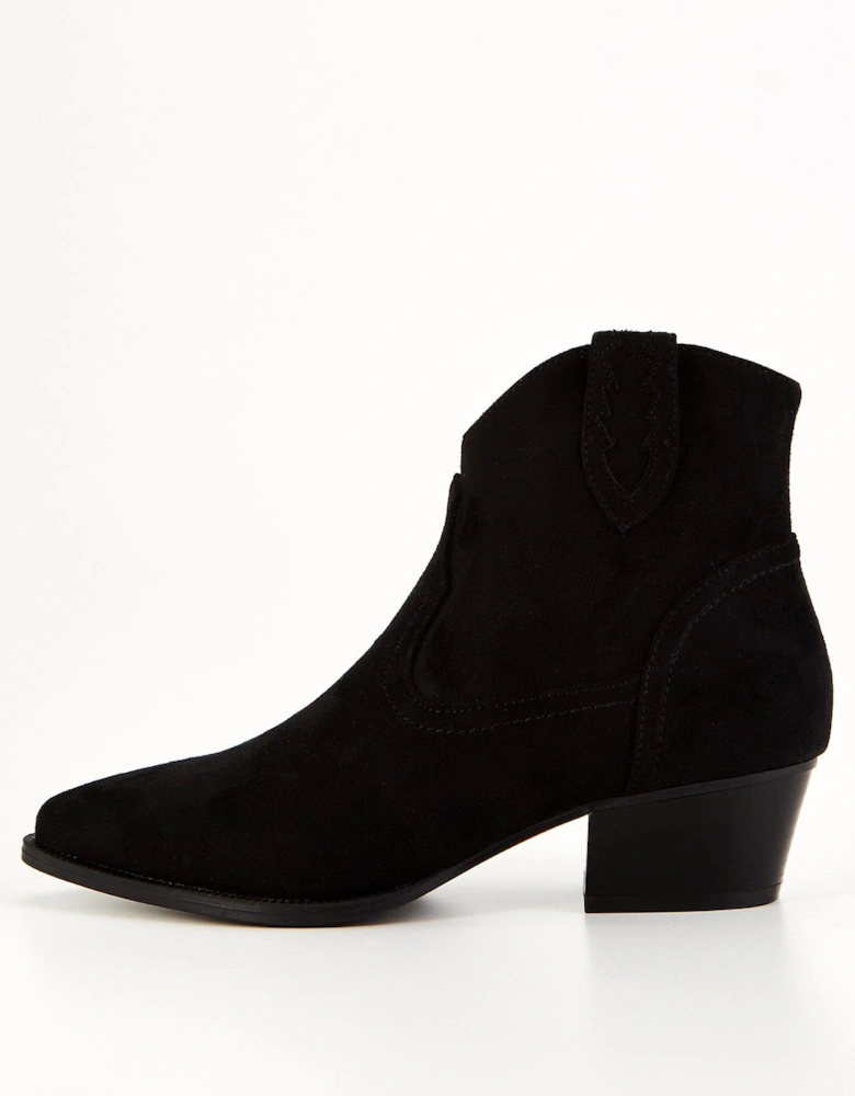 Wide Fit Epp Western Ankle Boot - Black