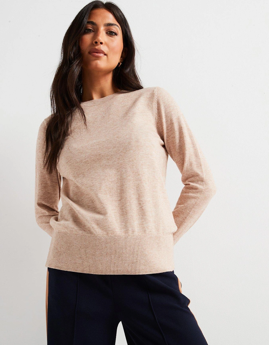 Relaxed Crew Neck Jumper - Beige, 7 of 6