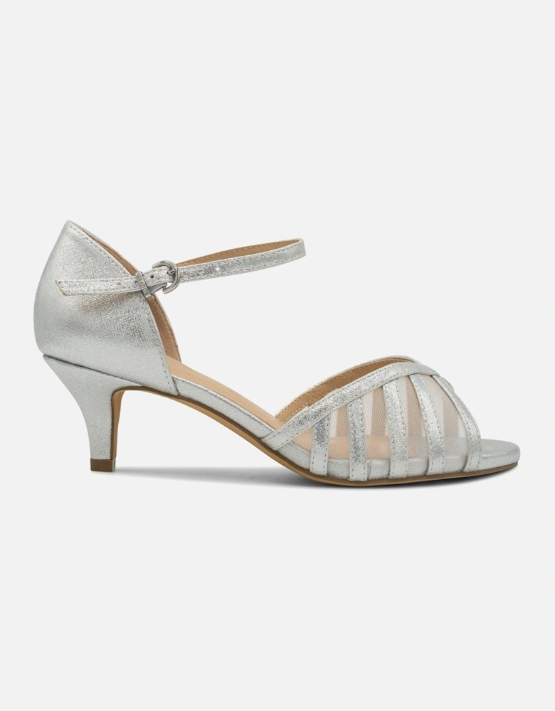 Evelyn Wide Fit Sandal Heel - Silver