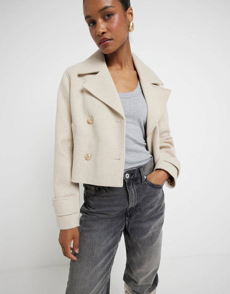 Short Double Breasted Jacket - Light Beige