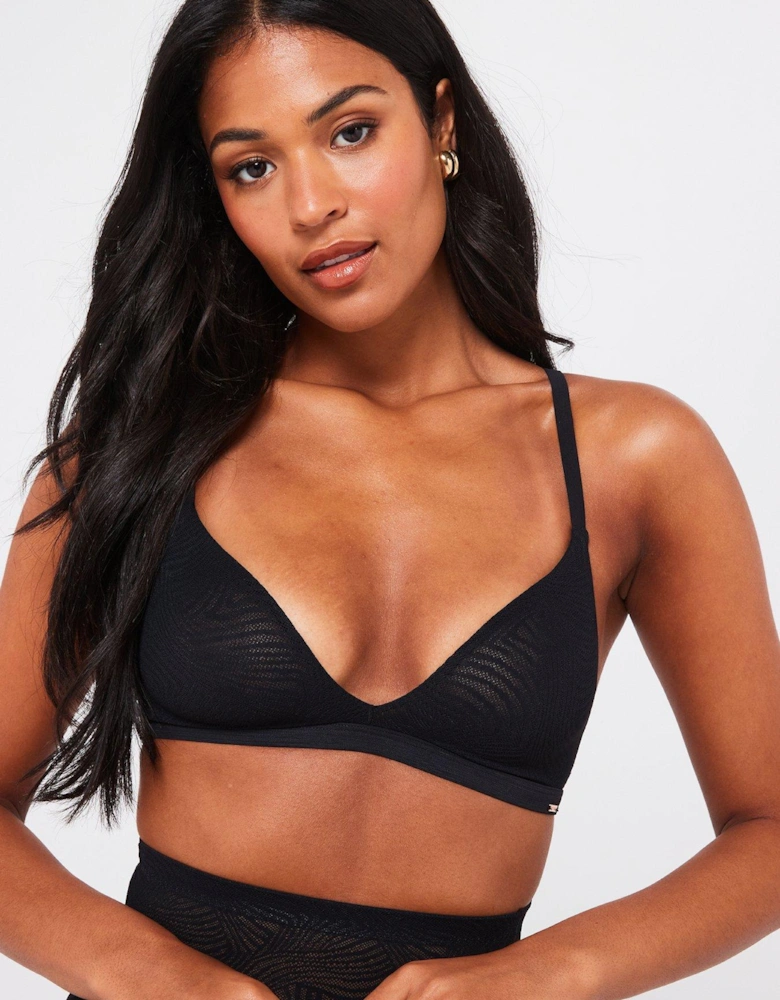 Marble Non Padded Triangle Bra - Black